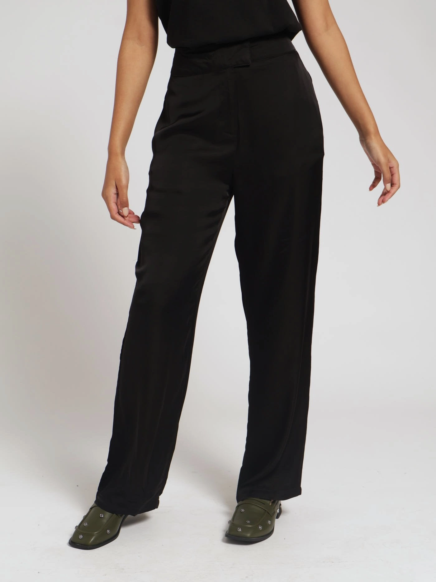 No Gap Waist Construction Wide Leg Pants - Black