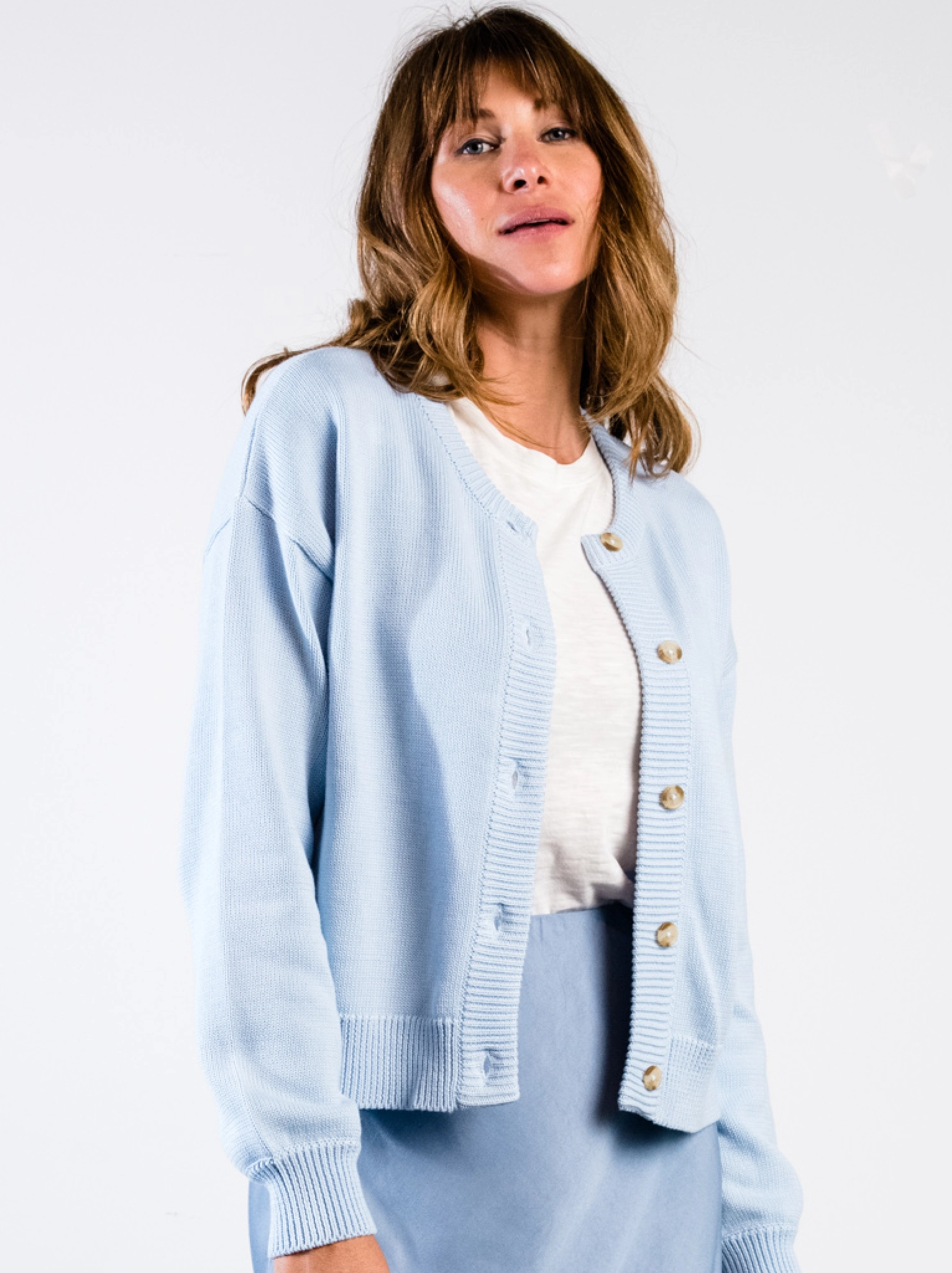 Flatlock stitching Quick Comfort Willow Classic Cardigan - Clear Sky