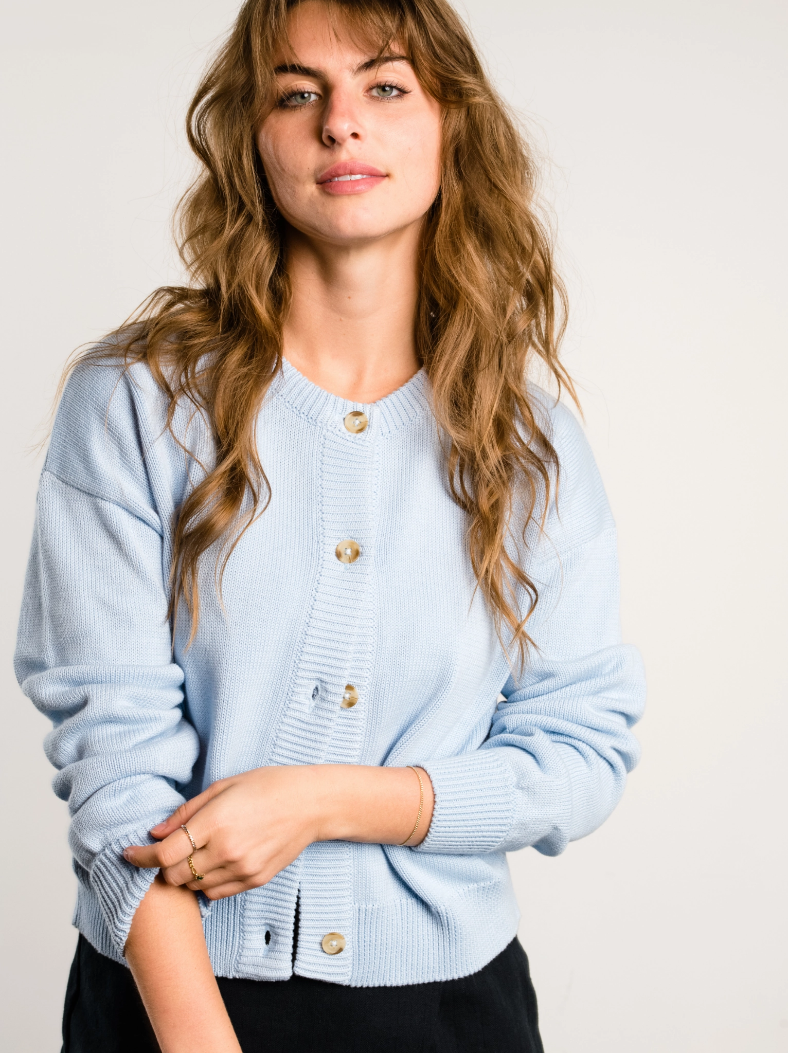 Comfy Stretch Functional Fashion Willow Classic Cardigan - Clear Sky