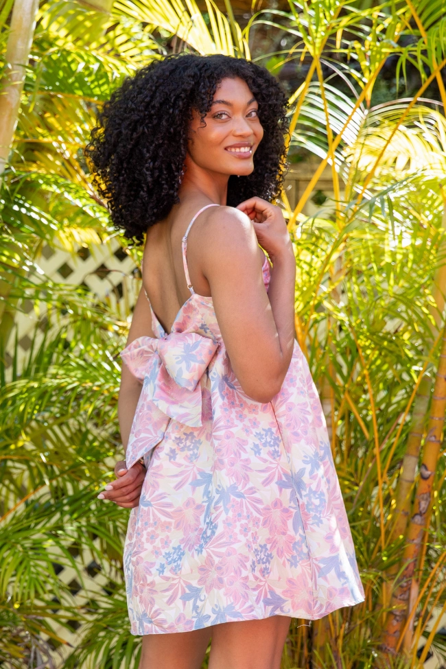 April Showers Multi Jacquard Printed Mini Dress FINAL SALE Sleeve Light Subtle Motion