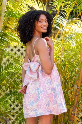 April Showers Multi Jacquard Printed Mini Dress FINAL SALE Sleeve Light Subtle Motion