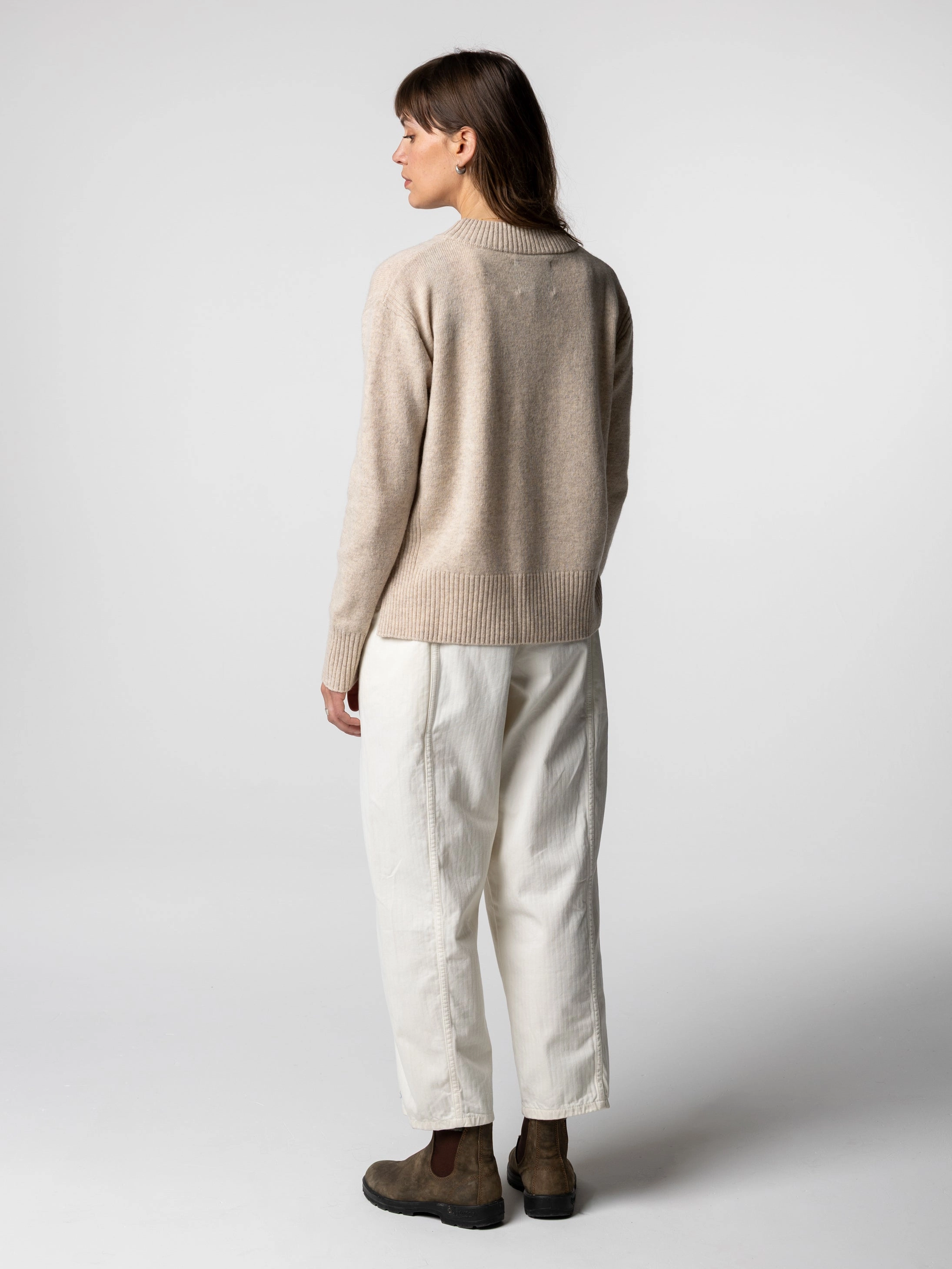 Women's Cavan Ribbed Knit Jumper Tonal Stitching Detail