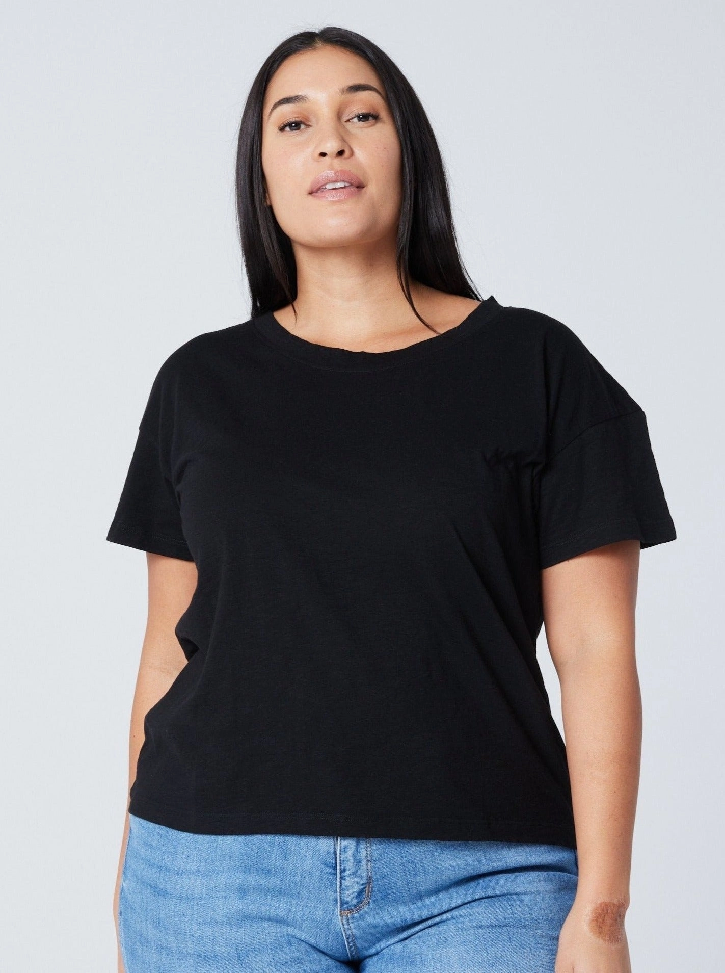 Women's Easy Crop Tee - Black Anti Pilling Fabric