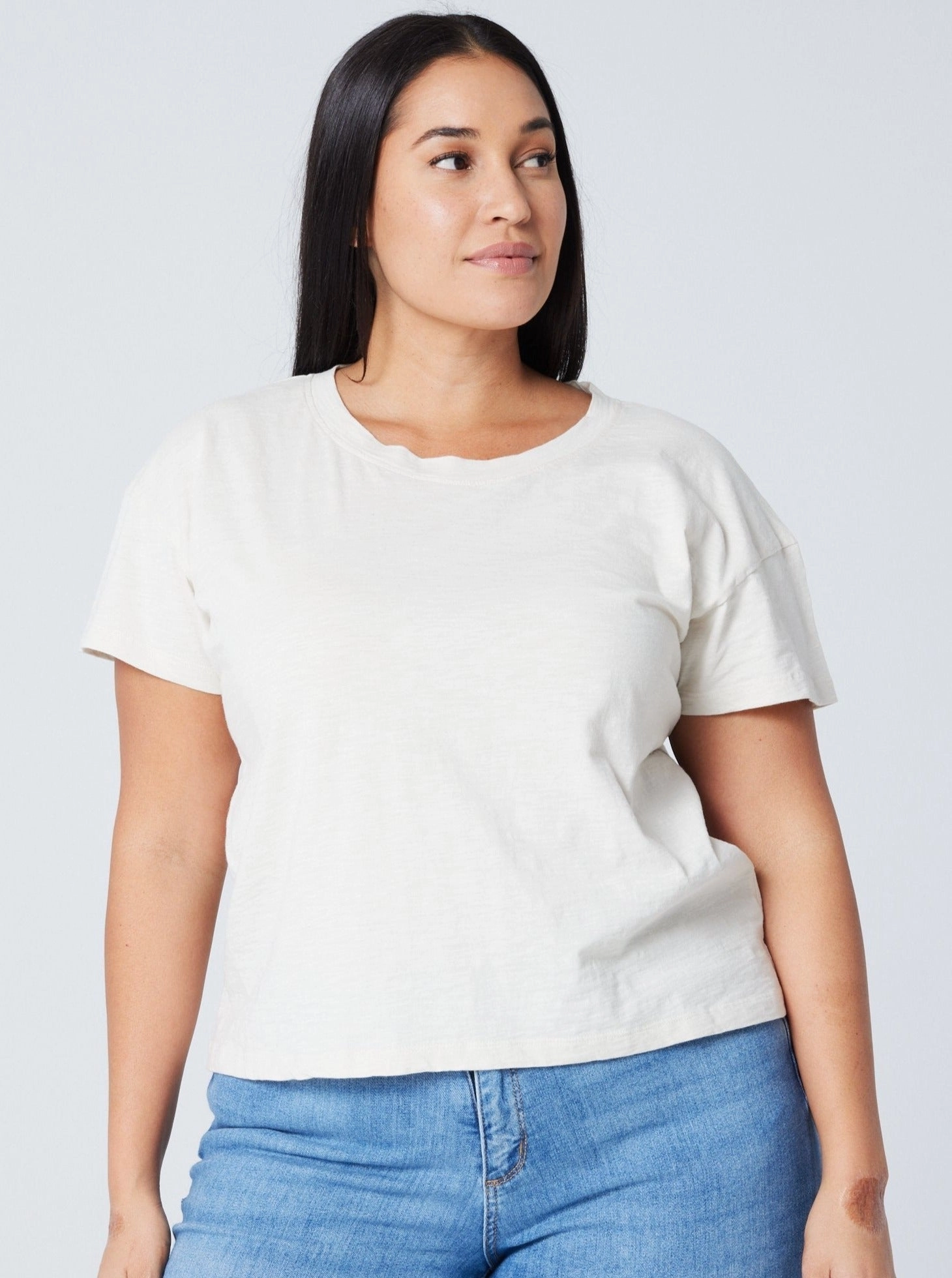 Women's Easy Crop Tee - Stone Quick Access Slit