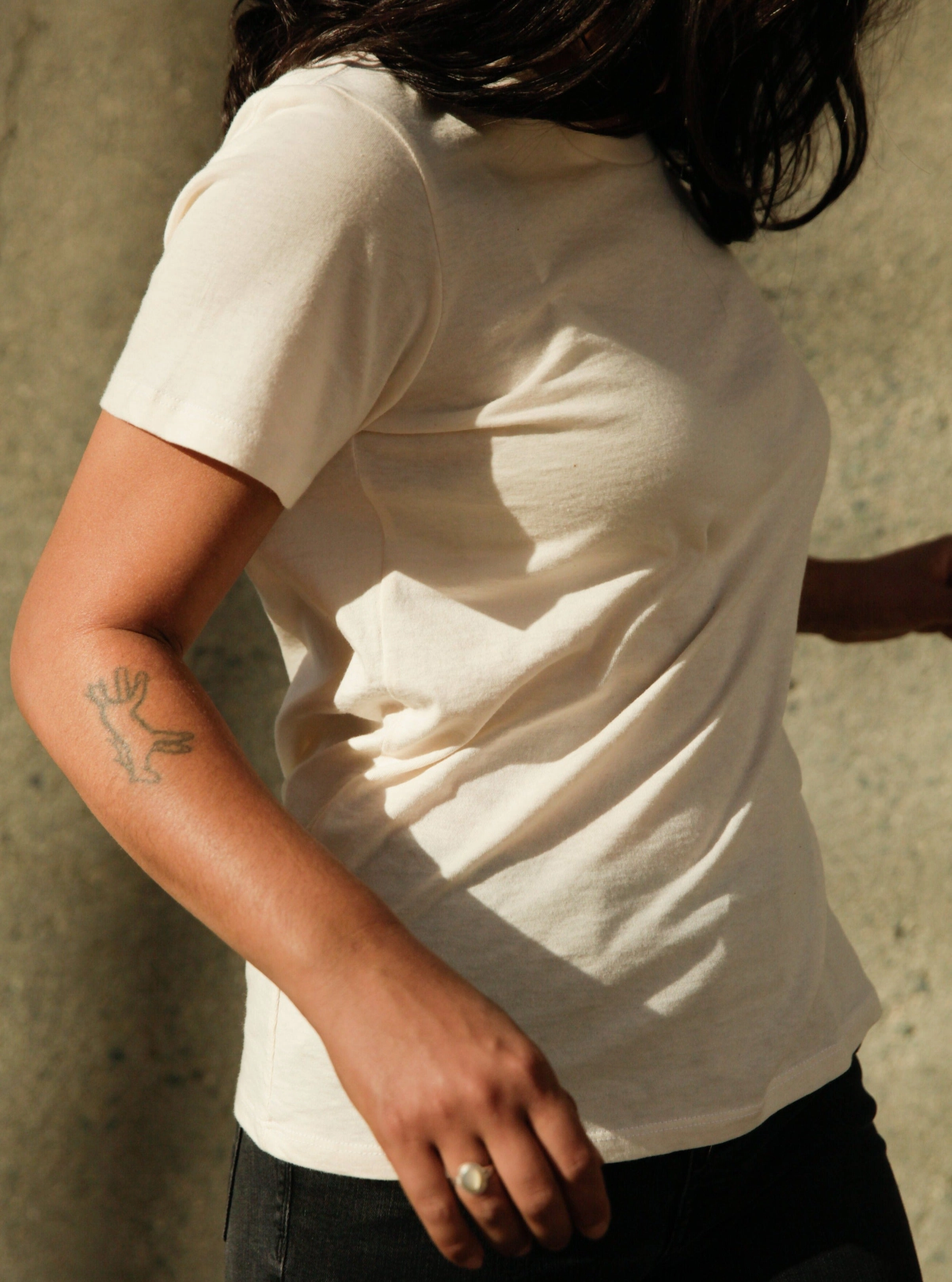 Women's Organic Crew Tee - Natural AntiPilling Finish Flexible Material