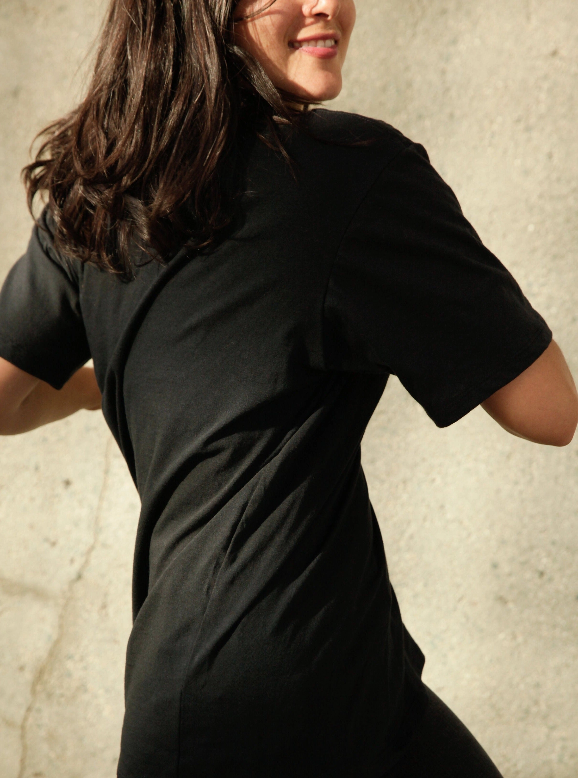 Women's Organic Unisex Style Crew Tee - Black PolishedFinish DualLayer Weave