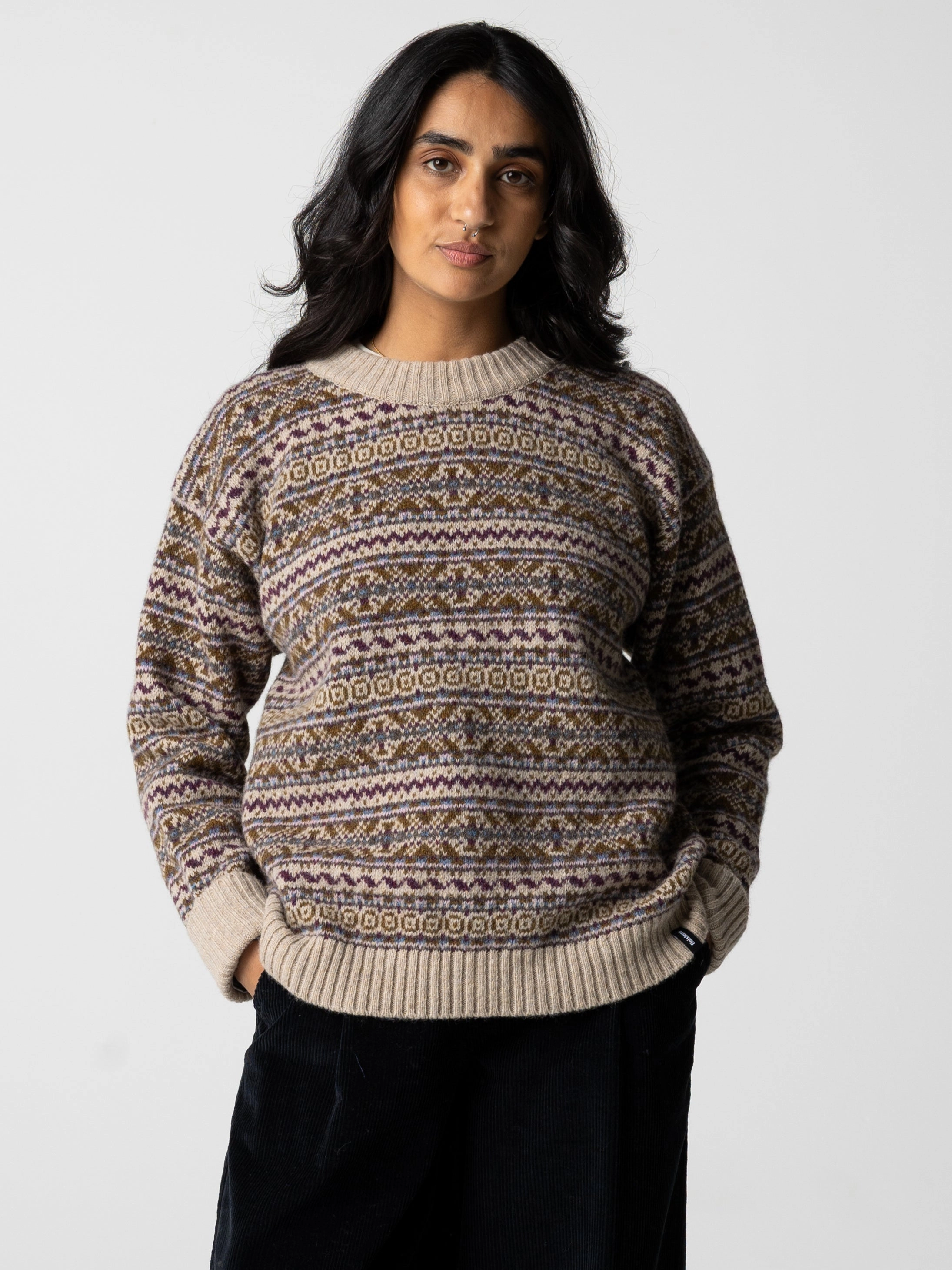 Women's Shetland Fair Isle Jumper Chunky Cable Pattern