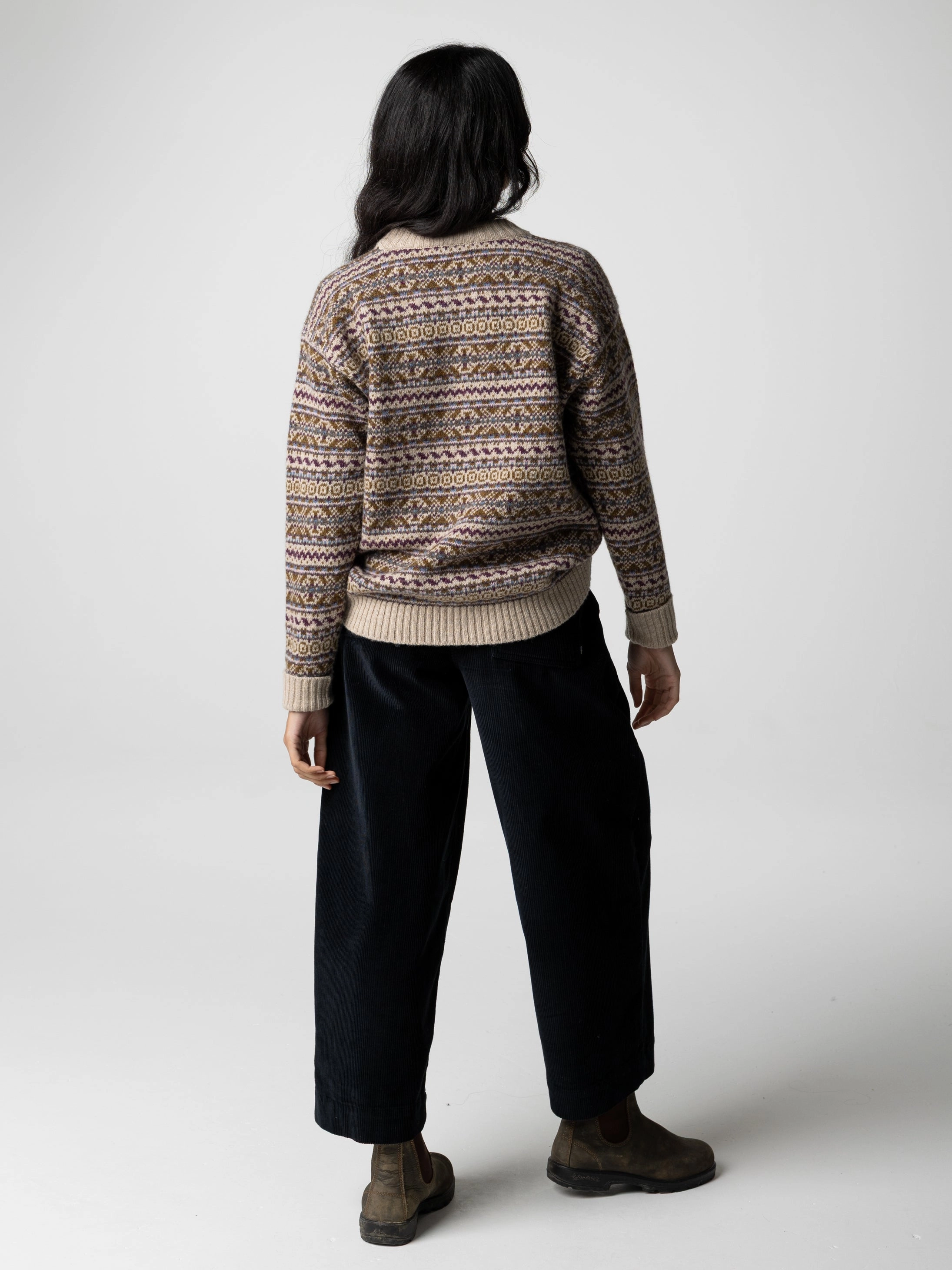Women's Shetland Fair Isle Jumper FadeResistant Yarn Textured Weave