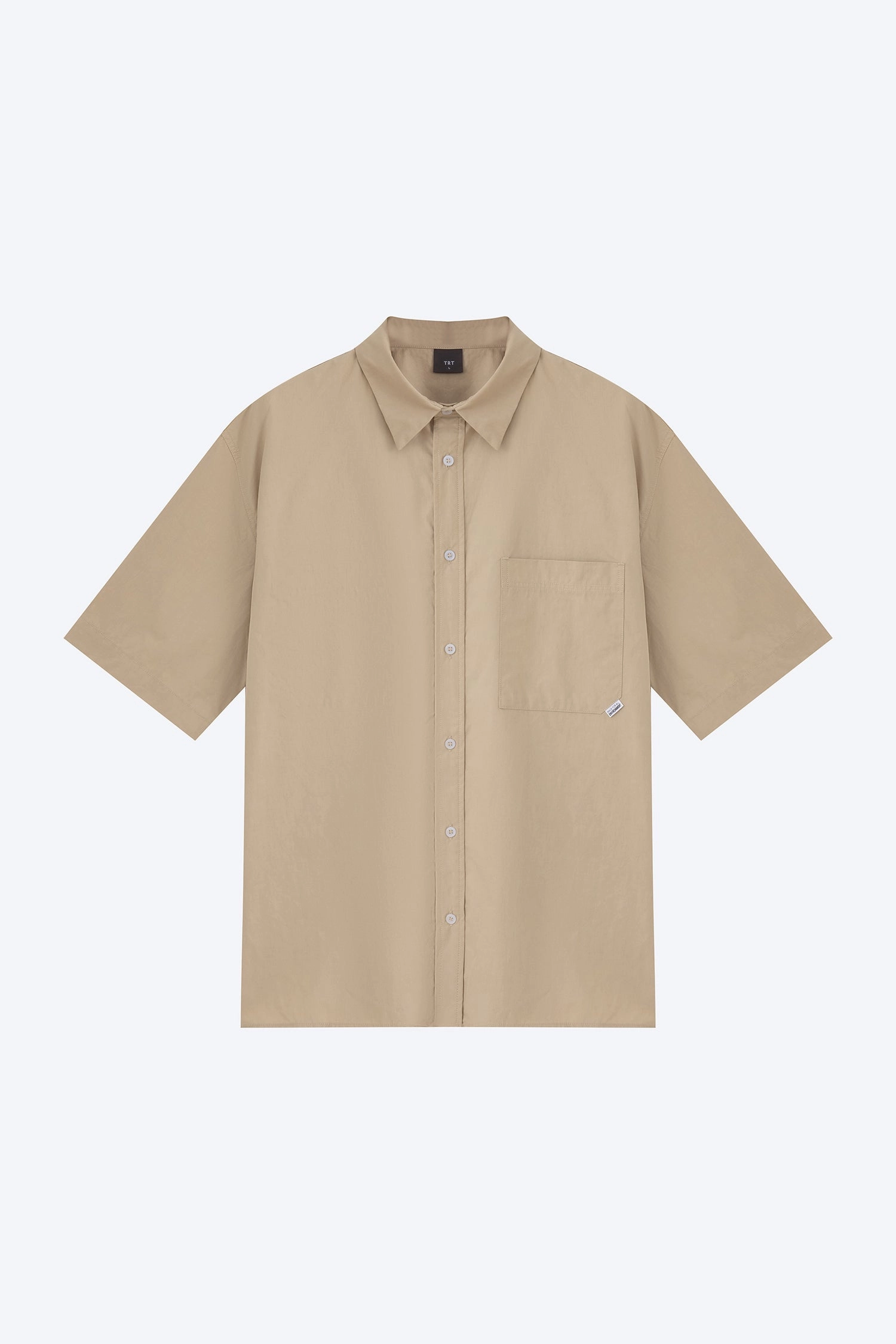 Seam Free Back Layered Hem Design Worker's Pocket Shirt - Khaki