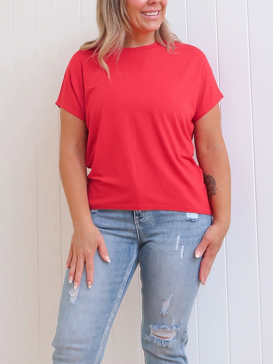 Long Sleeve Shirt Wrinkle Free Texture Riley Tee - Red