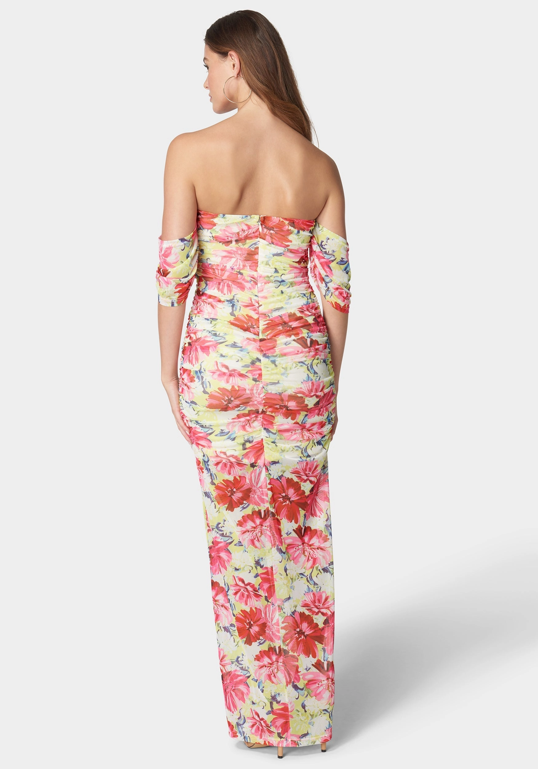 Coral Soft Smooth Feel Off Shoulder Mesh Dress