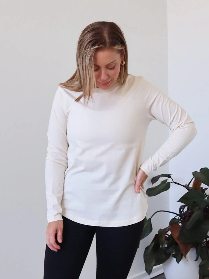 Gift Woolen Noni Long Sleeve Tee - Ivory