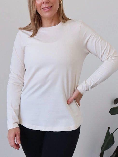 Noni Long Sleeve Tee - Ivory Inelastic