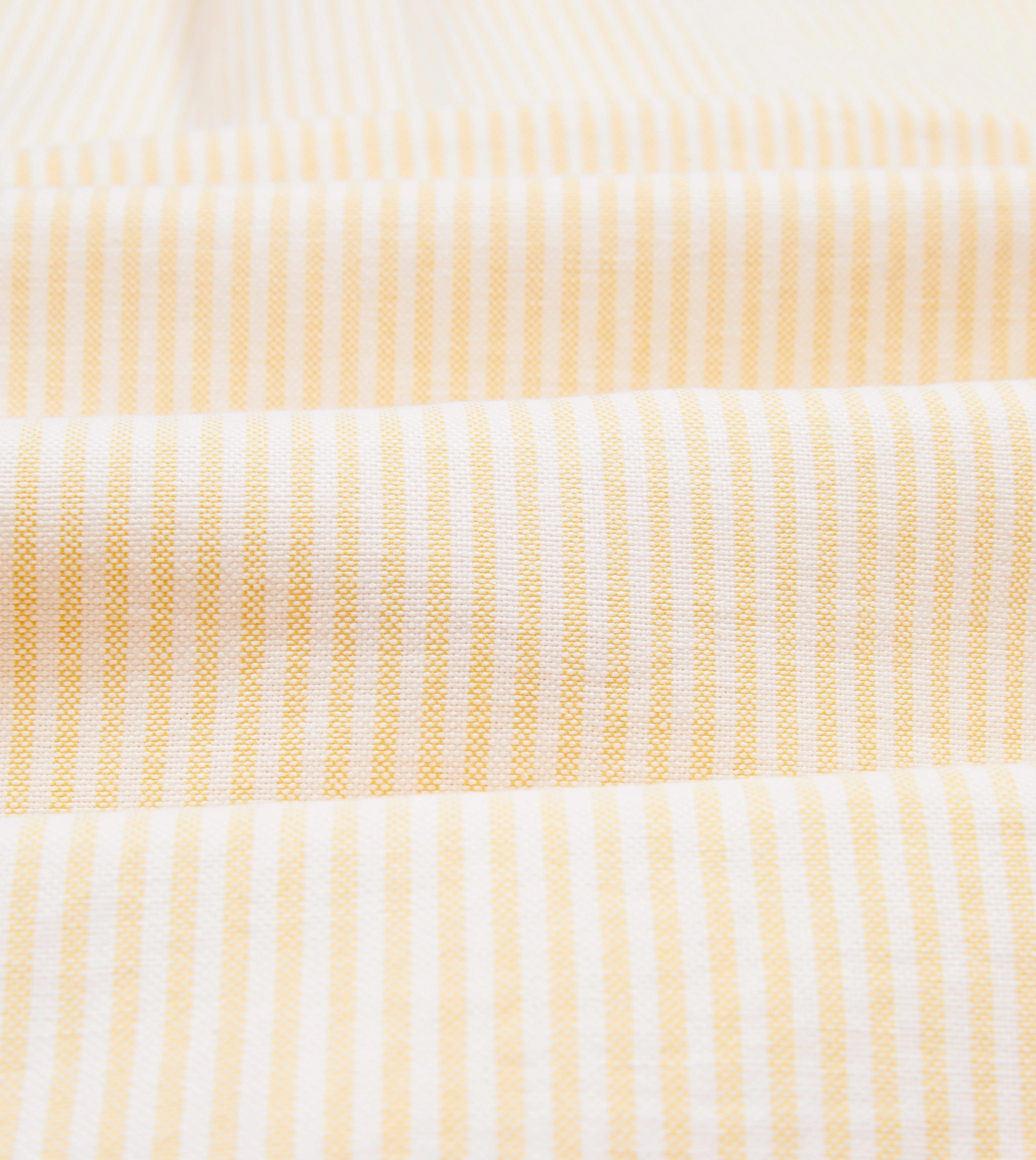 Yellow Ticking Stripe Cotton Oxford Cloth Button-Down Shirt Friends Meetup Eye-Catching Pattern