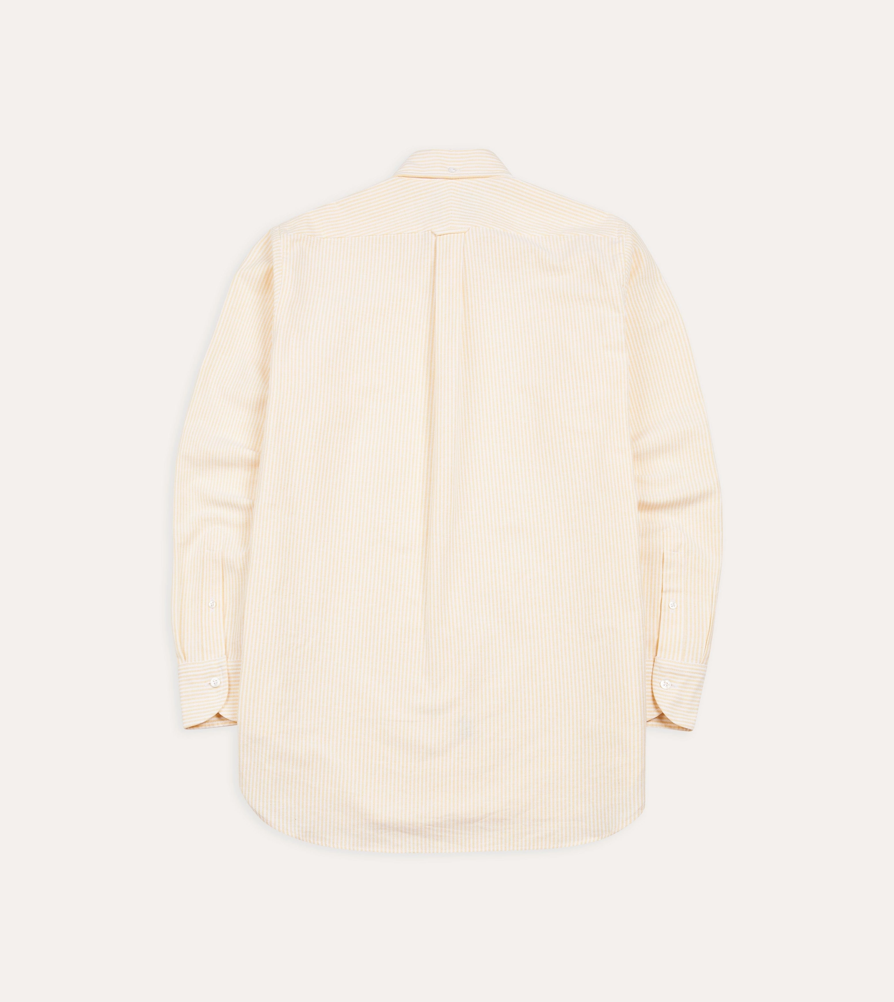 Advanced Moisture Management Yellow Ticking Stripe Cotton Oxford Cloth Button-Down Shirt