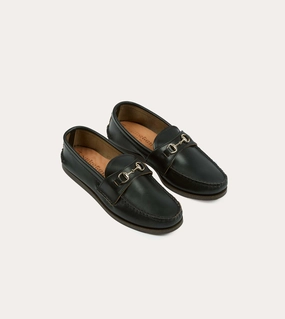 Platform Sole Yuketen Black Leather Bit Loafer with Camp Sole