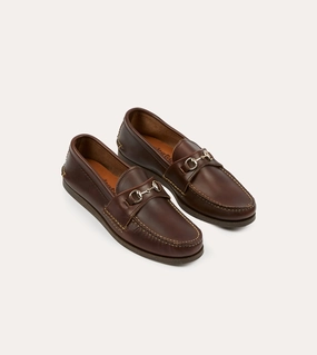 Slip Friendly Yuketen Brown Leather Bit Loafer with Camp Sole