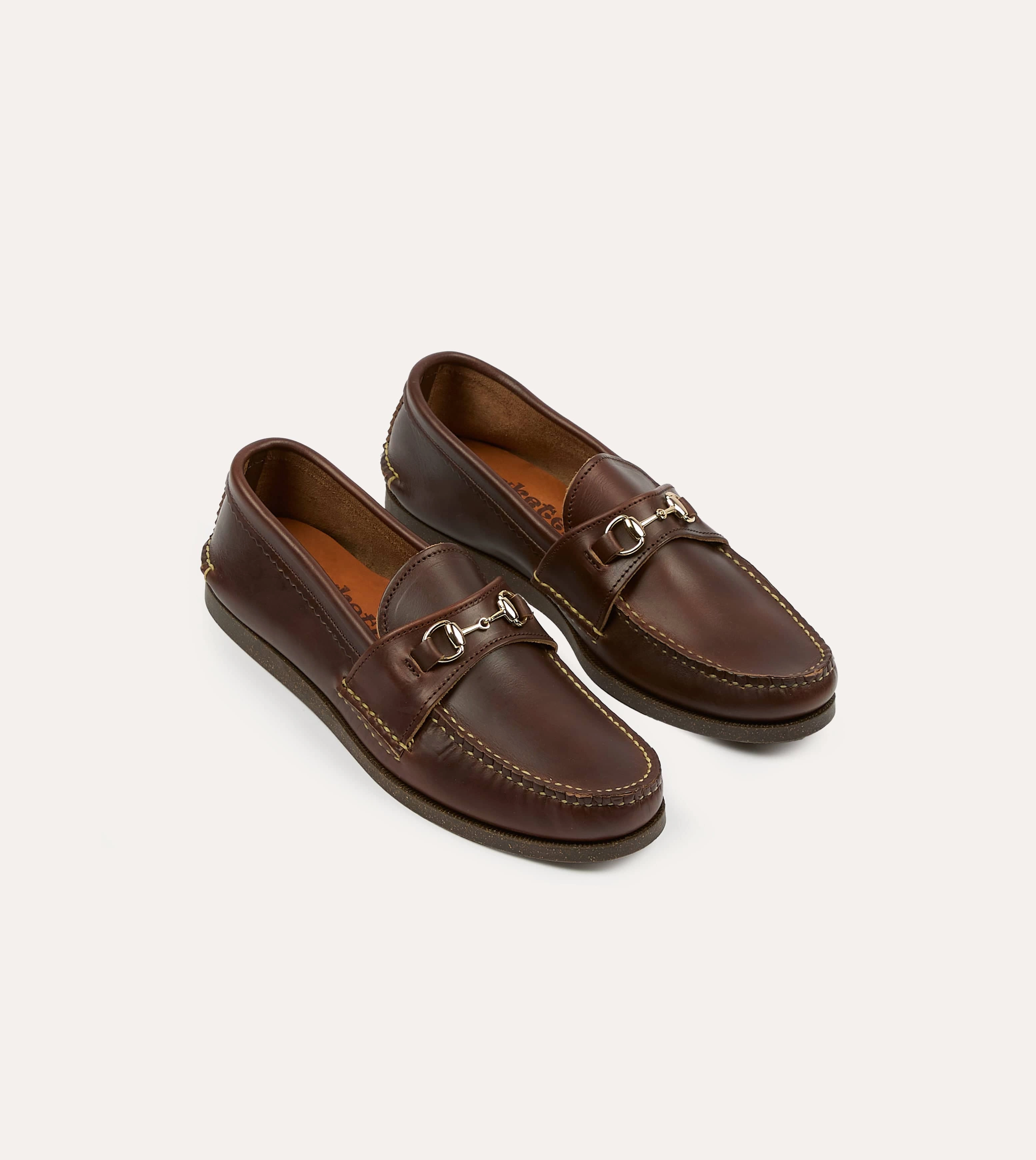 Slip Friendly Yuketen Brown Leather Bit Loafer with Camp Sole