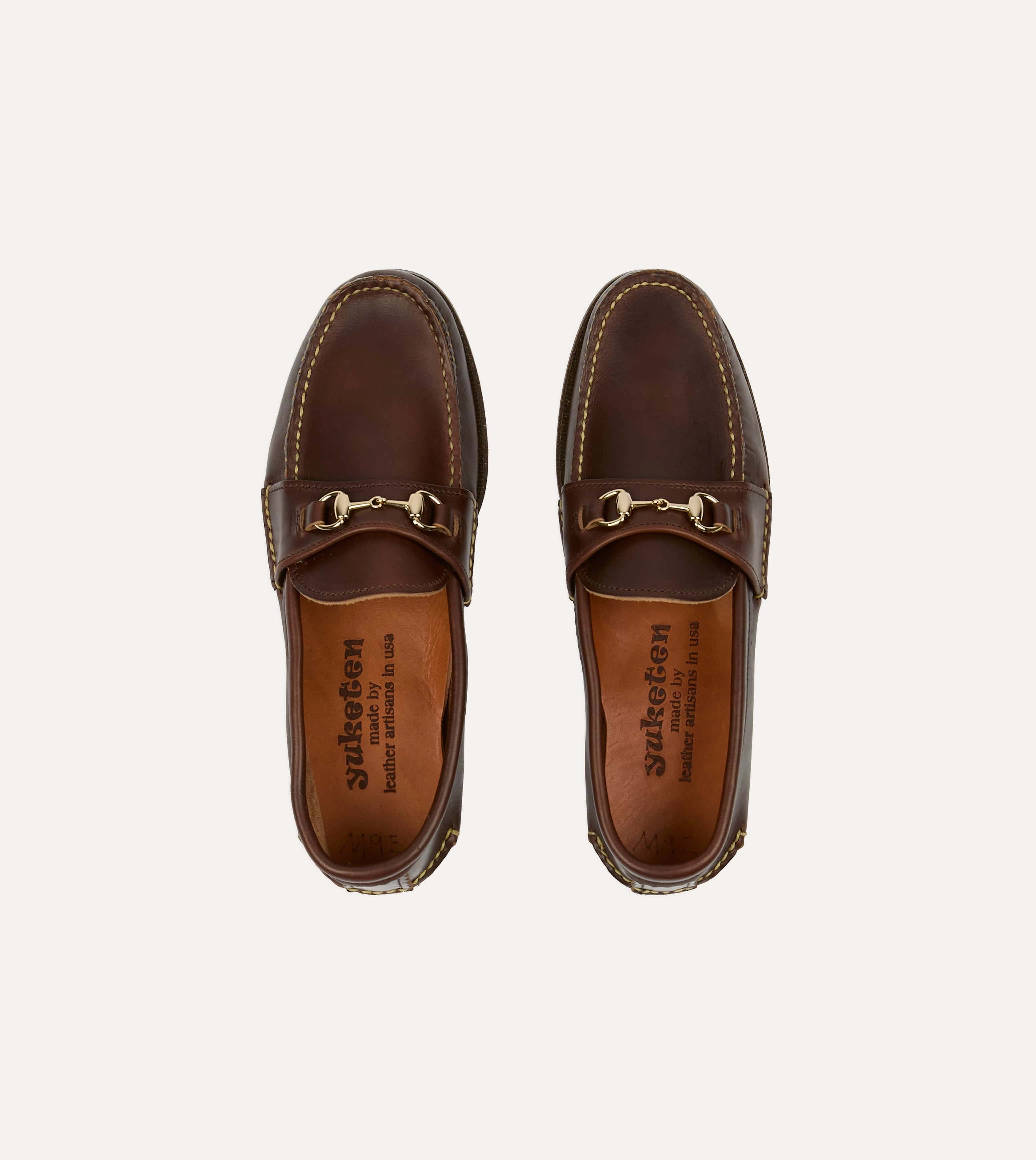 Yuketen Brown Leather Bit Loafer with Camp Sole Run Errands